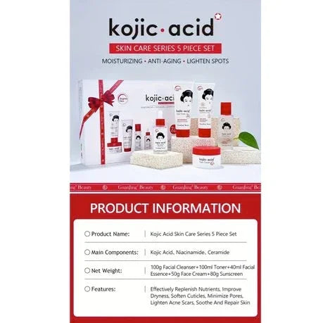 GuanJing Beauty Kojic Acid Skin Care Series 5-Piece Set for brightening and dark spot care.