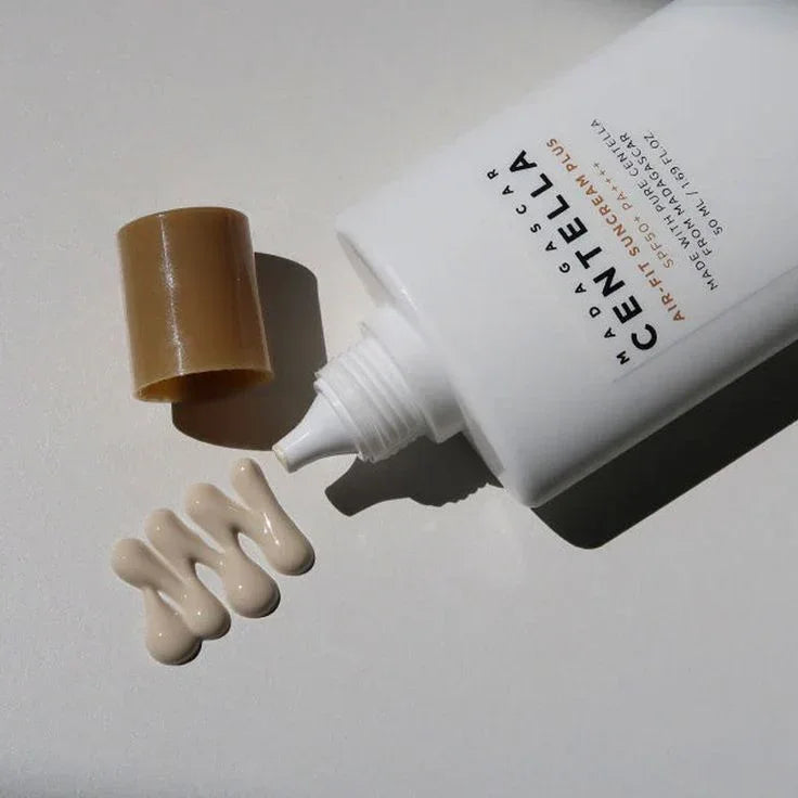 SKIN1004 Centella Air-Fit Suncream Plus SPF50+ texture swatch on a white surface