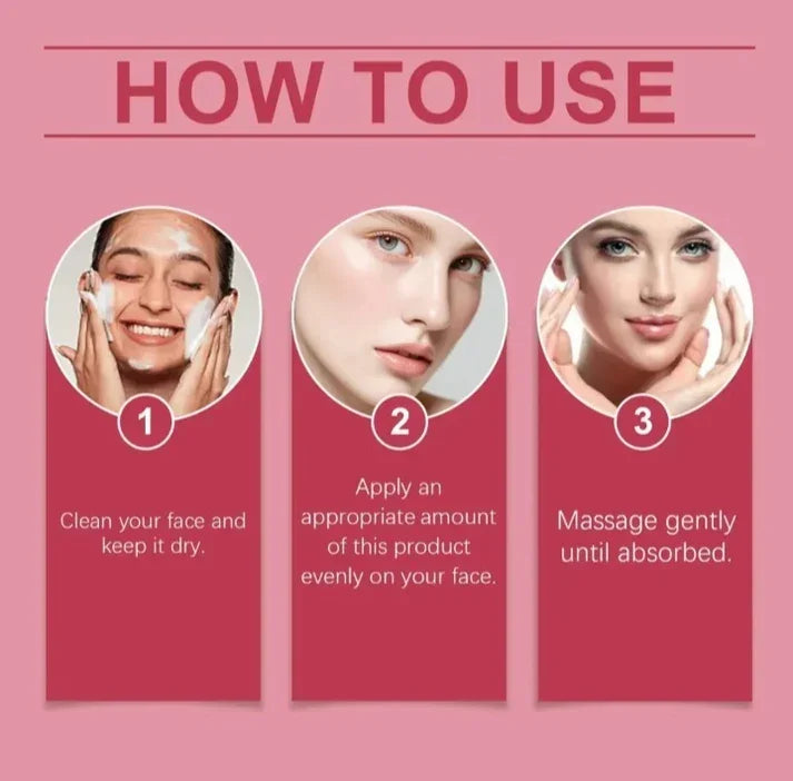 How to use guide for Aura Skin Science Niacinamide 10% Dark Spot Corrector in three steps.